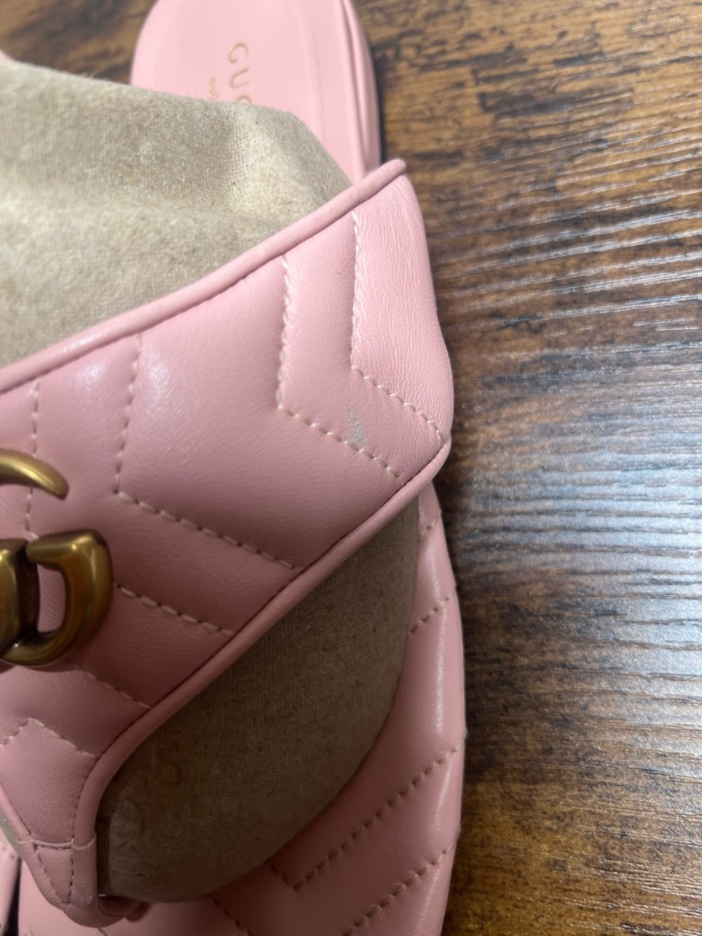 Gucci Pink Marmont Quilted Leather Thong Sandal perfect pink 39.5 - Picture 3 of 10